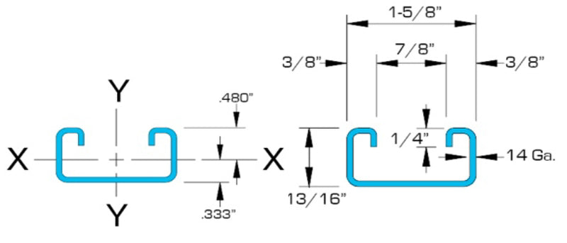 eSTRUT™ Cold Formed Strut Channel, 14 Gauge, 1-5/8" x 13/16"