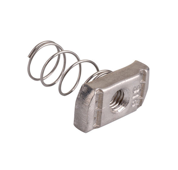Nut Spring , Regular, Threaded Rod, Stainless Steel